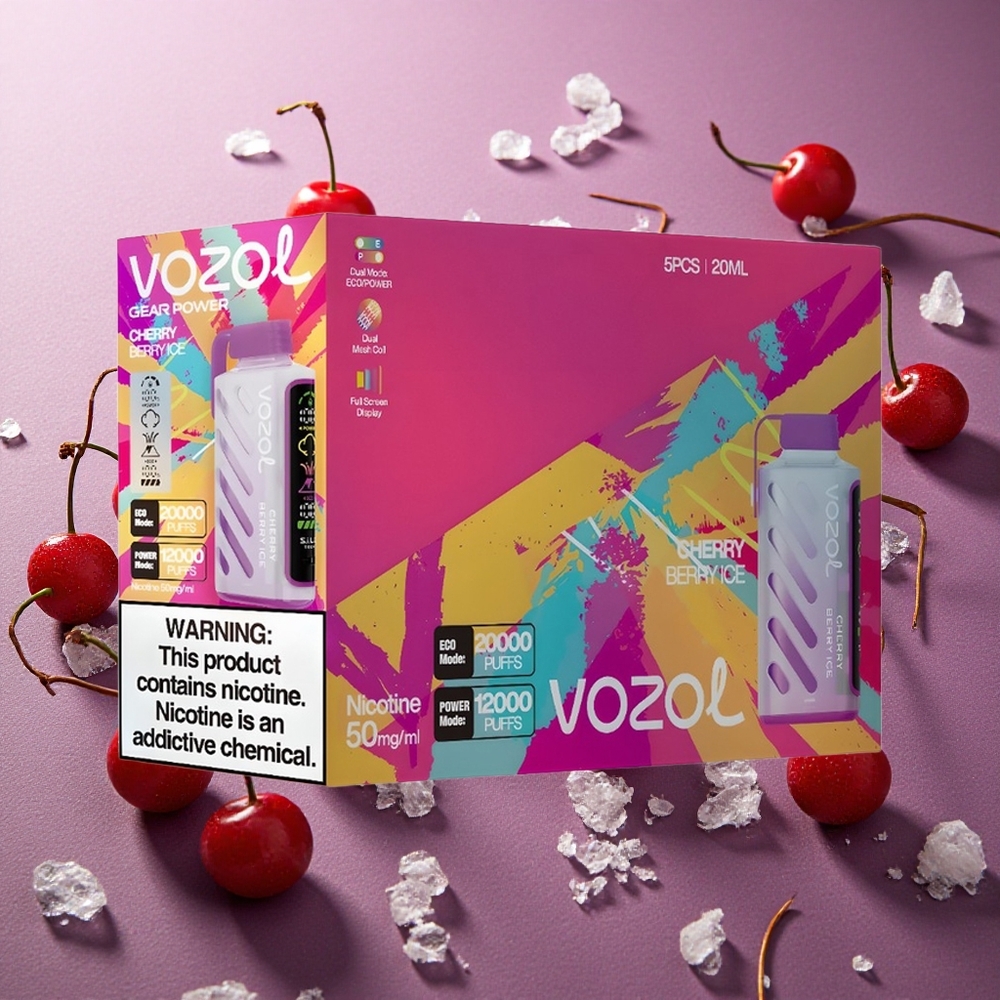 Körsbär Bär Is VOZOL Gear Power 20000 Puffar Dubbel Nätspole Fullskärmsdisplay Sverige grossist