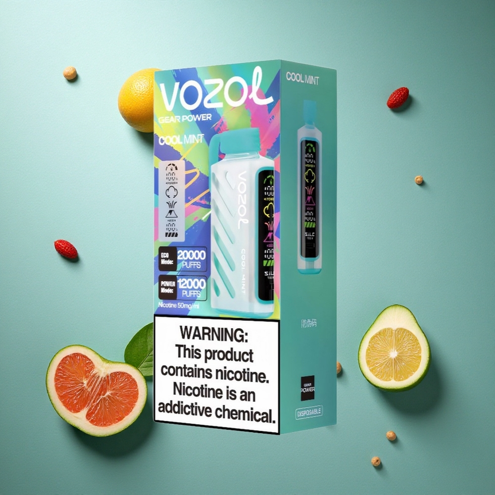 Kylmynta VOZOL Gear Power 20000 Puffs 20mL Full Screen Display Sverige grossist