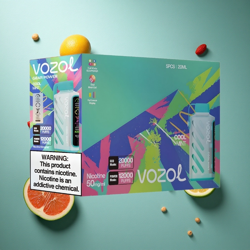 Kylmynta VOZOL Gear Power 20000 Puffs 20mL Full Screen Display Sverige grossist