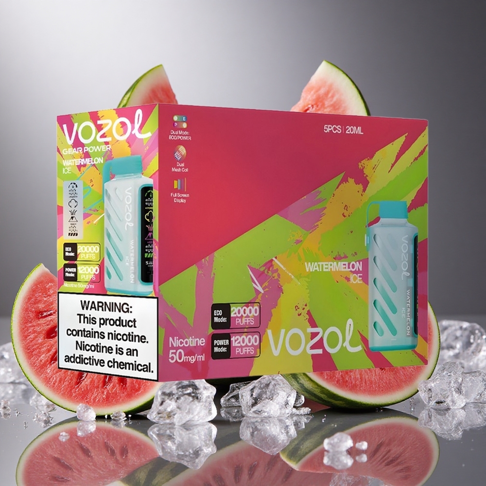 Vattenmelon Is VOZOL Gear Power 20000 Puffs Dual Mesh Coil Full Screen Display Sverige grossist