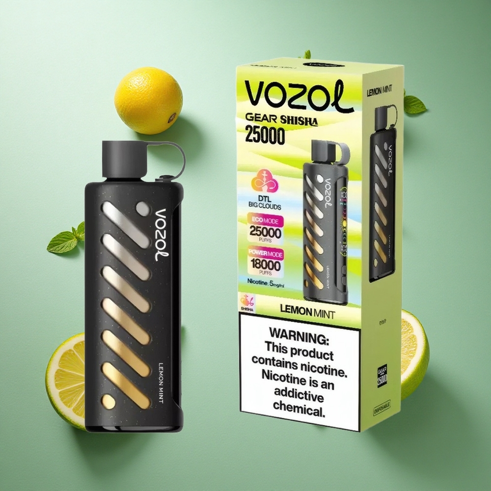 Citronmynta VOZOL Gear Shisha 25000 Puffs Dual Mesh 1000mAh Sverige grossist