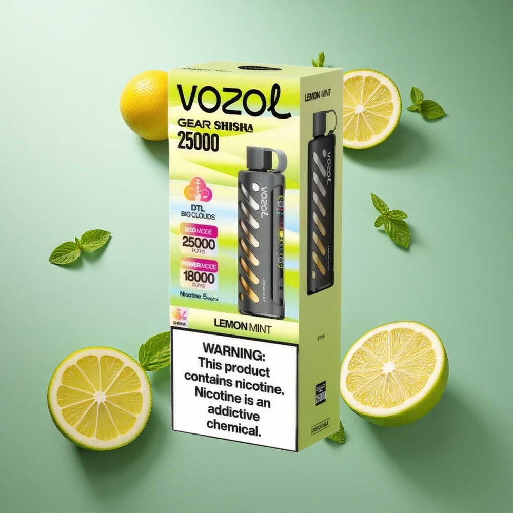 Citronmynta VOZOL Gear Shisha 25000 Puffs Dual Mesh 1000mAh Sverige grossist