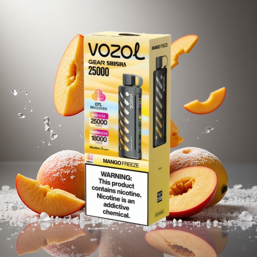 Mango Frysning VOZOL Gear Shisha 25000 Puffs 1000mAh 5mg/ml Nikotin Sverige grossist