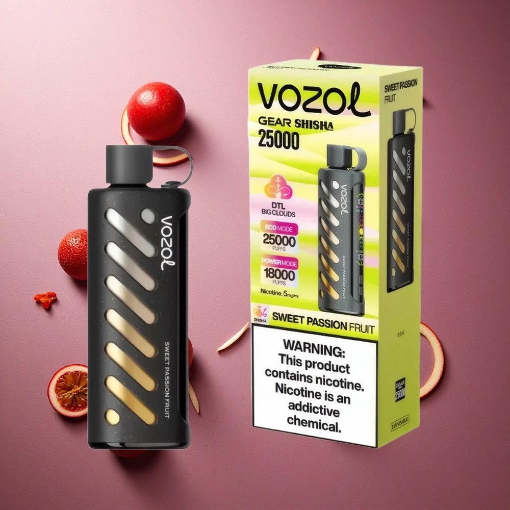 Söt Passionsfrukt VOZOL Gear Shisha 25000 Puffs Dual Mesh 1000mAh Sverige grossist