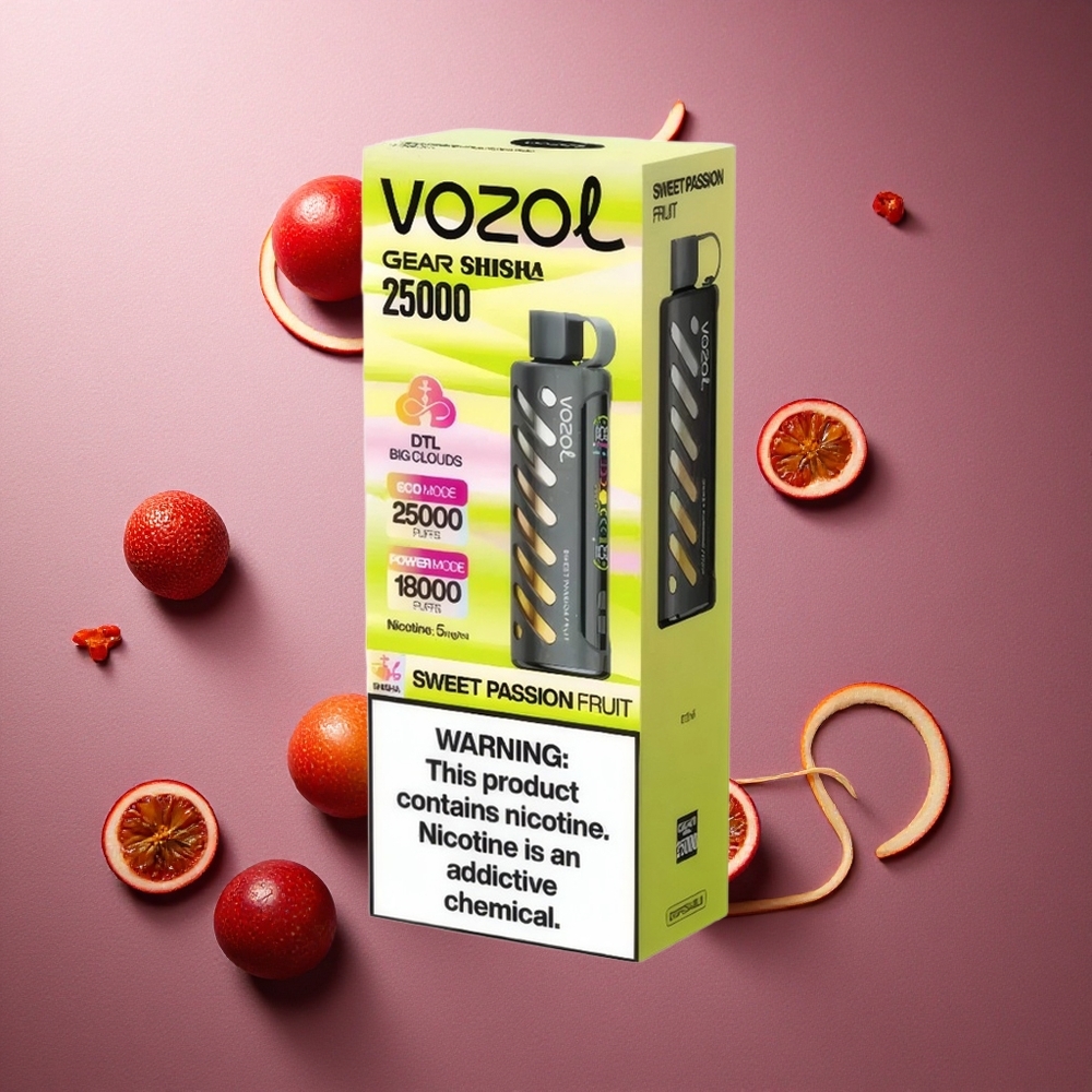 Söt Passionsfrukt VOZOL Gear Shisha 25000 Puffs Dual Mesh 1000mAh Sverige grossist