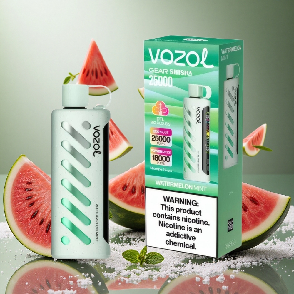 Vattenmelon Mynta VOZOL Gear 25000 Puffs Dual Mesh Dubbla Lägen 1000mAh Sverige grossist